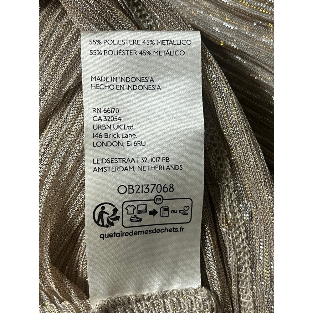 Anthropologie Metallic Twisted Bust Long Sleeve Sheer Top Metallic Gold Sr XXS - Picture 8 of 12